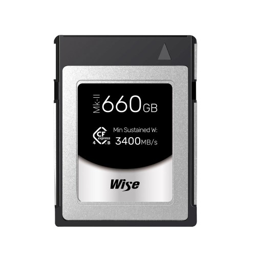 1 - Wise 660GB CFexpress 4.0 Type B PRO Mk II Memory Card 3700 - 3600 MB/s per Video 8K