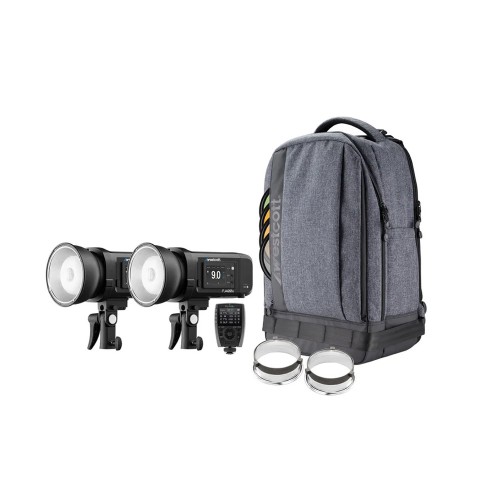 1 - Westcott FJ400 II Flash Double Kit con 2 Luci, Zaino, Trigger Universale FJ X3 M e accessori