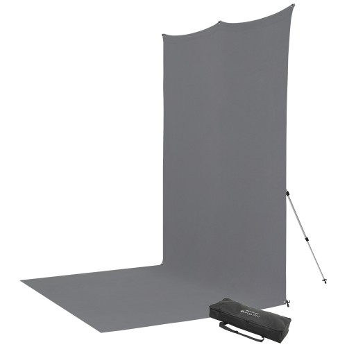 2 - Westcott X-Drop Pro Wrinkle- Kit Fondale con Struttura - Grigio Medio (2,4 x 4 m)