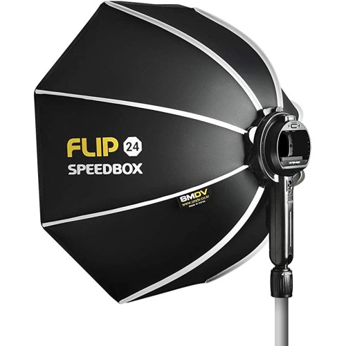 1 - SMDV Speedbox Flip 24G si apre in un click con S-Adapter per speedlite