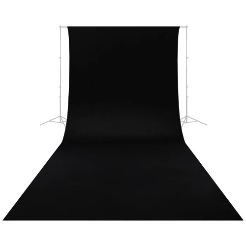 1 - Caruba fondale fotografico in Tessuto 2,6m x 6m Nero intenso Senza Pieghe